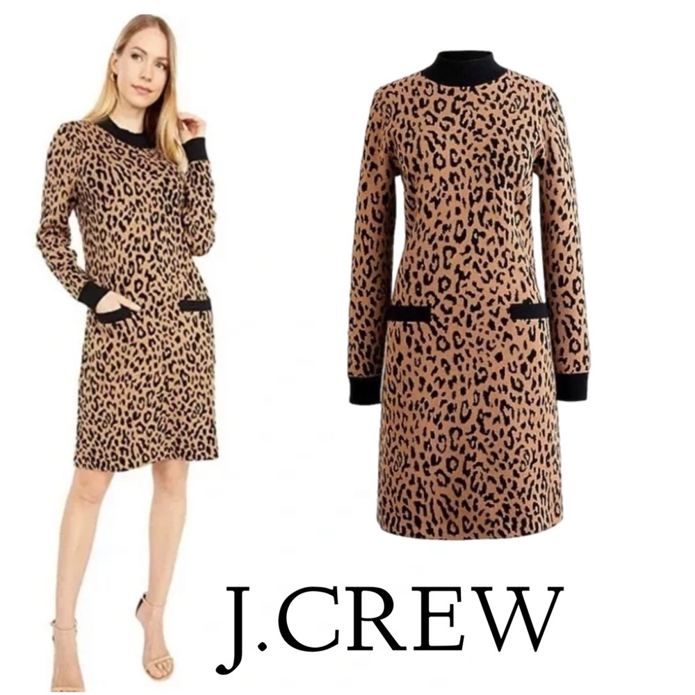 🐆 M0cknEck Le0pArD sWeAtEr DrEsS bY J. Crew 🐆